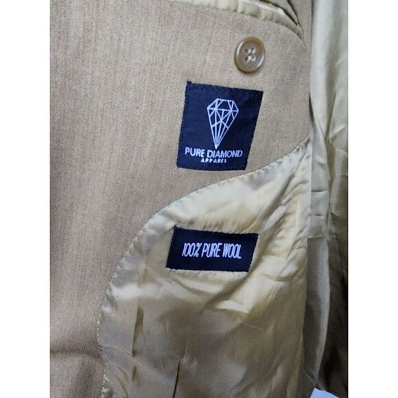NWT Pure Diamond Apparel Men Brown 100% Wool Blazer Jacket size 52R or XXL, - Picture 5 of 9